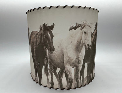 Horses in the Fog Lampshade