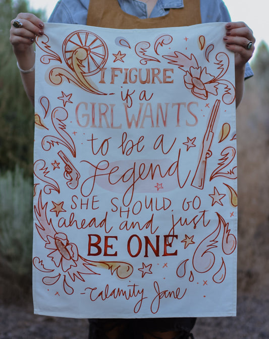 Cowgirl Legend Quote Rustic Farmhouse Kitchen Tea Towel - Cotton