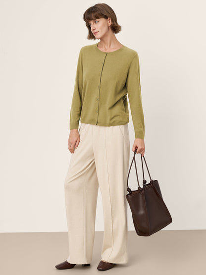 100% Extra-Fine Merino Wool Buttoned Knit Cardigan CAYLA