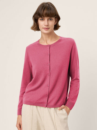 100% Extra-Fine Merino Wool Buttoned Knit Cardigan CAYLA