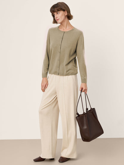 100% Extra-Fine Merino Wool Buttoned Knit Cardigan CAYLA
