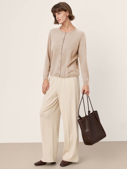 100% Extra-Fine Merino Wool Buttoned Knit Cardigan CAYLA