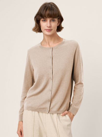 100% Extra-Fine Merino Wool Buttoned Knit Cardigan CAYLA