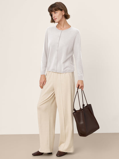 100% Extra-Fine Merino Wool Buttoned Knit Cardigan CAYLA