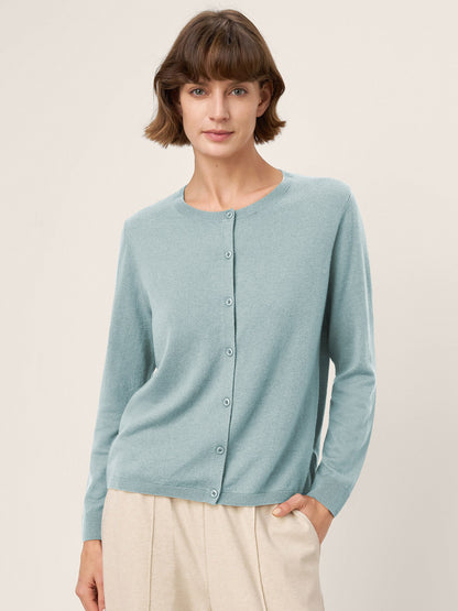 100% Extra-Fine Merino Wool Buttoned Knit Cardigan CAYLA