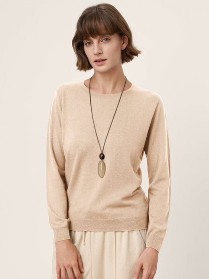 100% Extra-Fine Merino Wool Essential Crew Neck Knit Sweater BRIDGET