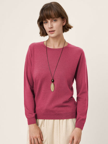 100% Extra-Fine Merino Wool Essential Crew Neck Knit Sweater BRIDGET