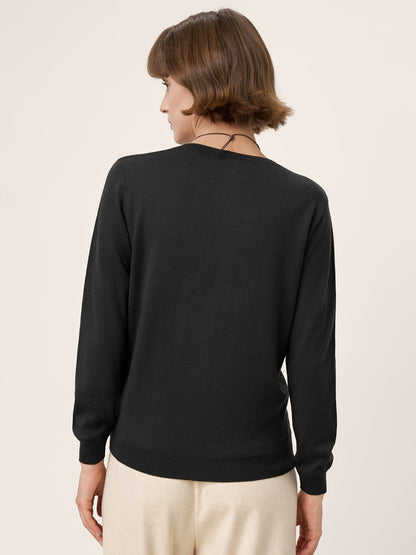 100% Extra-Fine Merino Wool Essential Crew Neck Knit Sweater BRIDGET