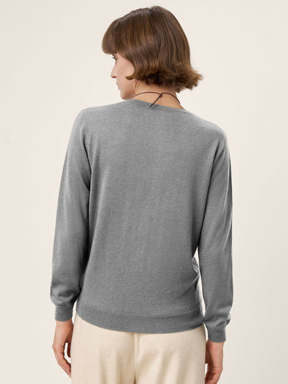 100% Extra-Fine Merino Wool Essential Crew Neck Knit Sweater BRIDGET