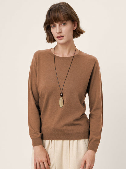 100% Extra-Fine Merino Wool Essential Crew Neck Knit Sweater BRIDGET
