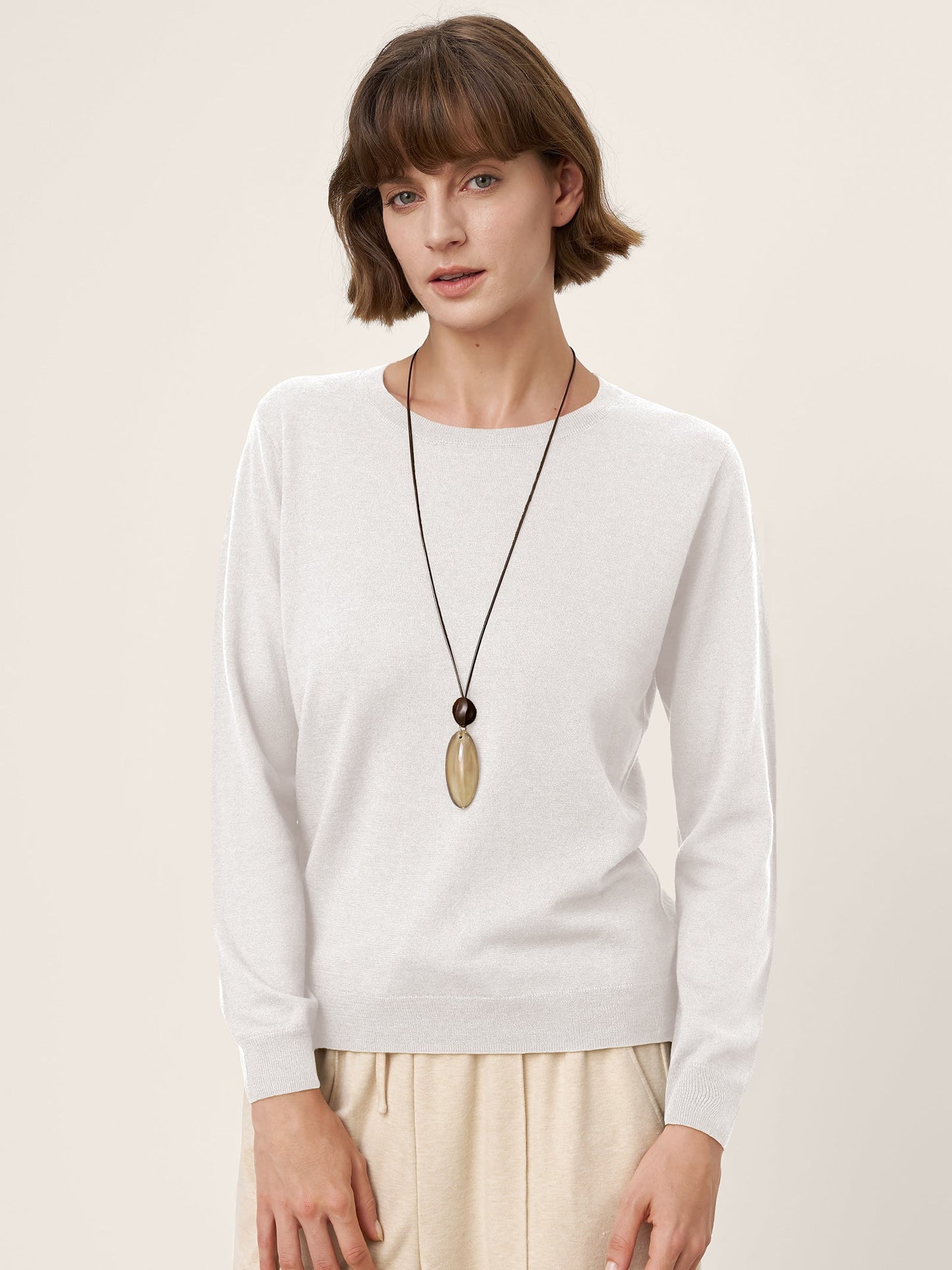 100% Extra-Fine Merino Wool Essential Crew Neck Knit Sweater BRIDGET