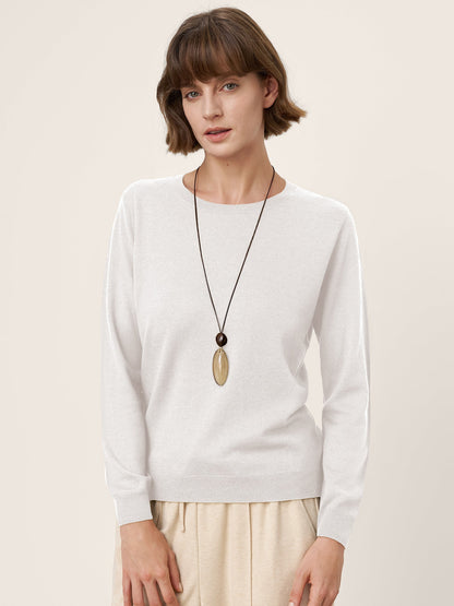 100% Extra-Fine Merino Wool Essential Crew Neck Knit Sweater BRIDGET