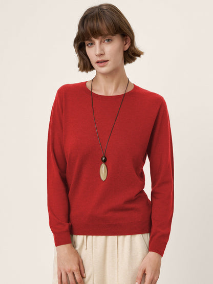 100% Extra-Fine Merino Wool Essential Crew Neck Knit Sweater BRIDGET
