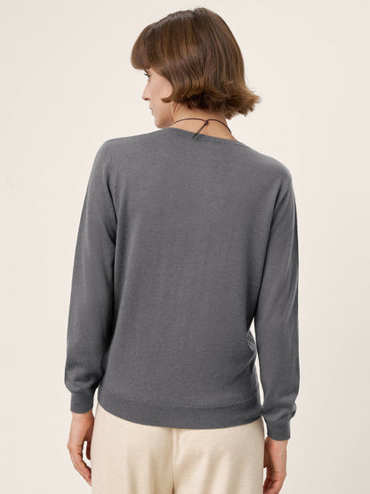 100% Extra-Fine Merino Wool Essential Crew Neck Knit Sweater BRIDGET