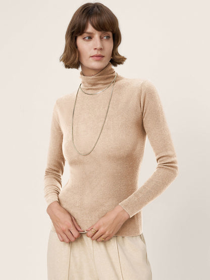 100% Extra-Fine Merino Wool Turtleneck Knit Sweater JOLENE