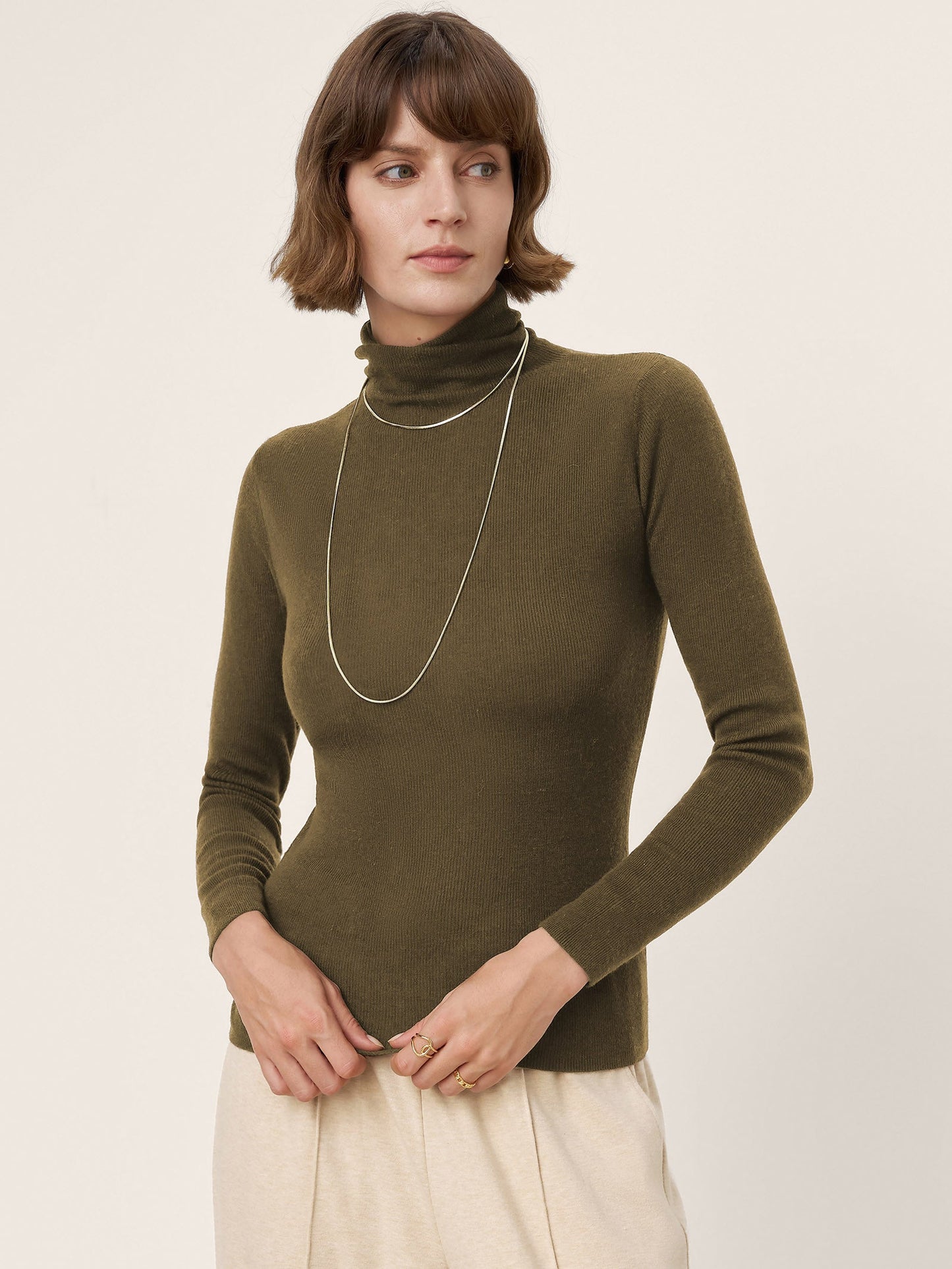 100% Extra-Fine Merino Wool Turtleneck Knit Sweater JOLENE