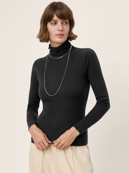 100% Extra-Fine Merino Wool Turtleneck Knit Sweater JOLENE