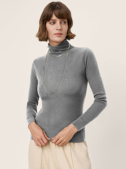 100% Extra-Fine Merino Wool Turtleneck Knit Sweater JOLENE