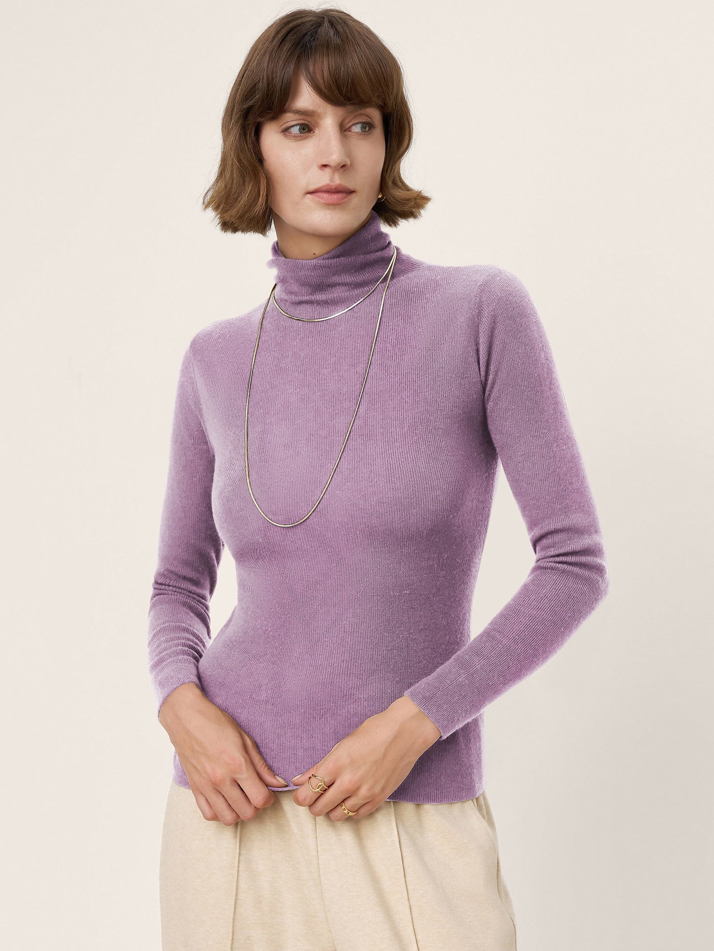 100% Extra-Fine Merino Wool Turtleneck Knit Sweater JOLENE