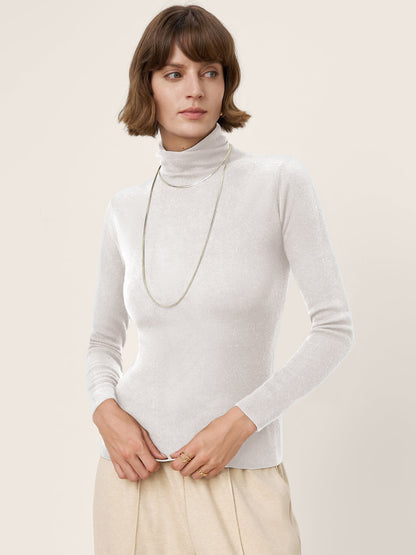 100% Extra-Fine Merino Wool Turtleneck Knit Sweater JOLENE