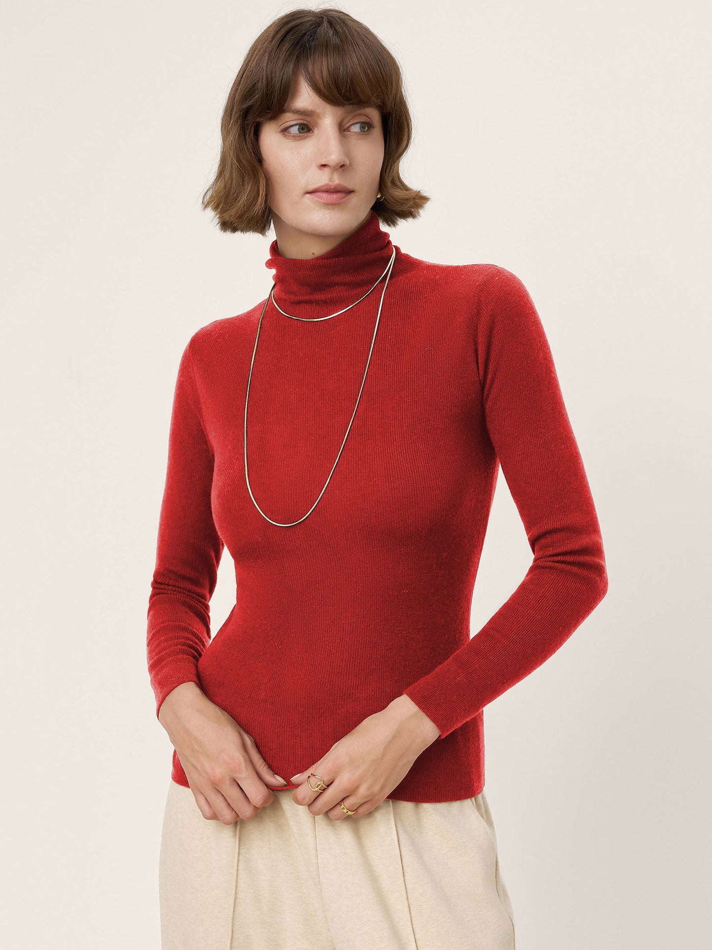 100% Extra-Fine Merino Wool Turtleneck Knit Sweater JOLENE