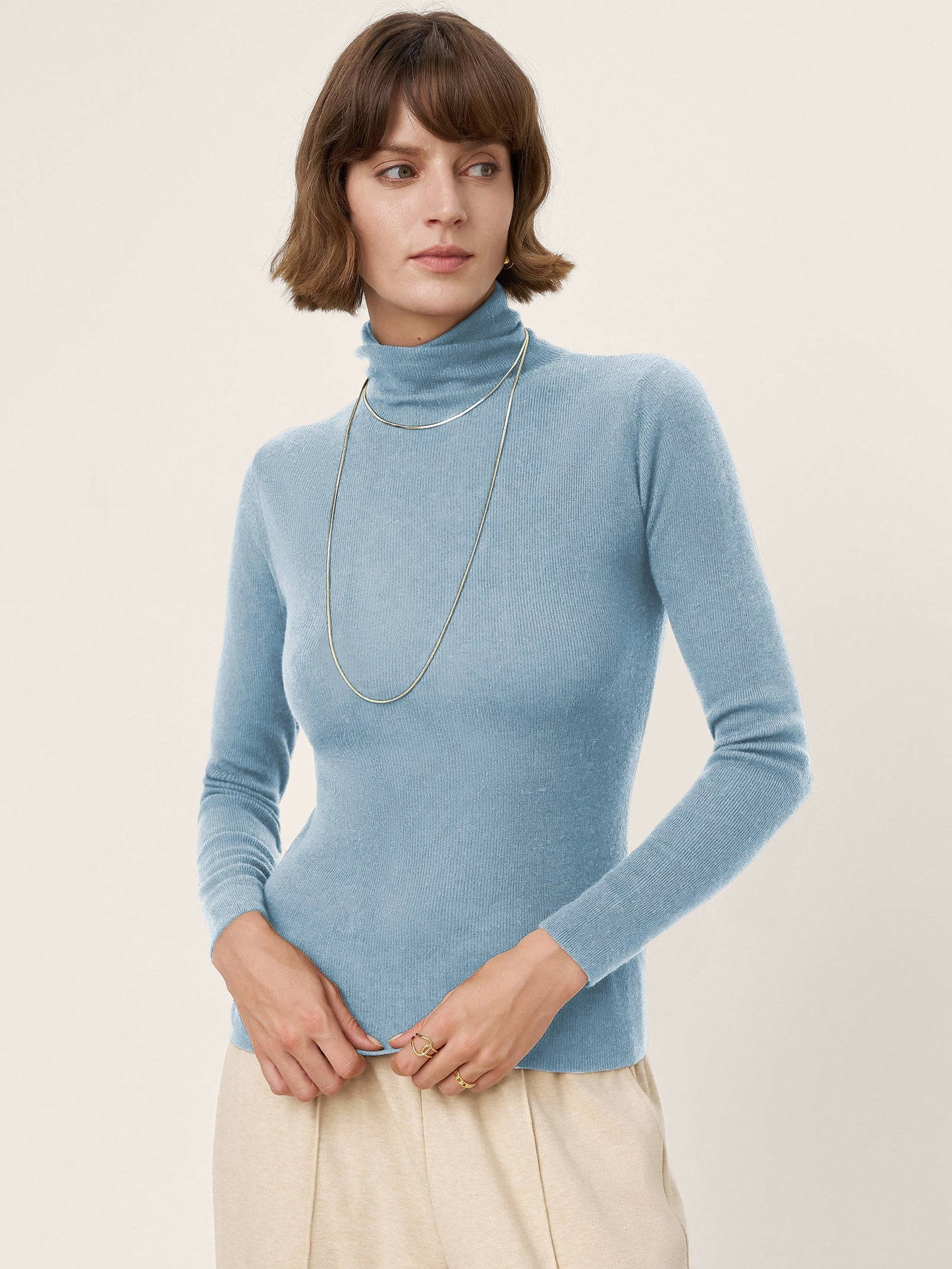 100% Extra-Fine Merino Wool Turtleneck Knit Sweater JOLENE