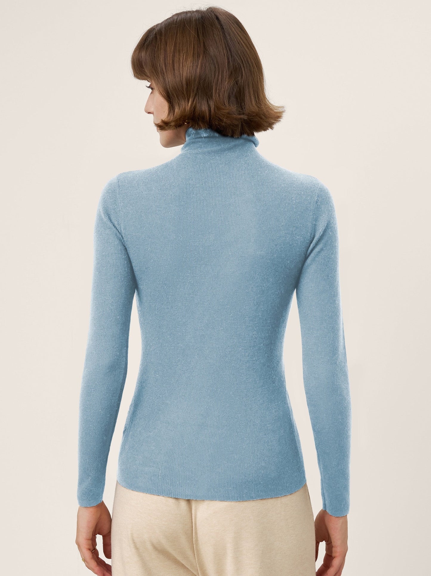 100% Extra-Fine Merino Wool Turtleneck Knit Sweater JOLENE