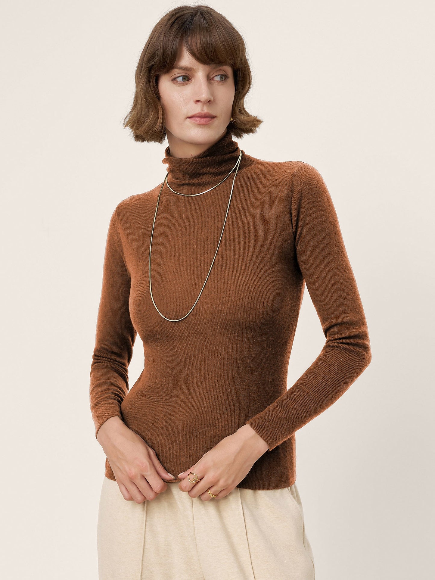 100% Extra-Fine Merino Wool Turtleneck Knit Sweater JOLENE