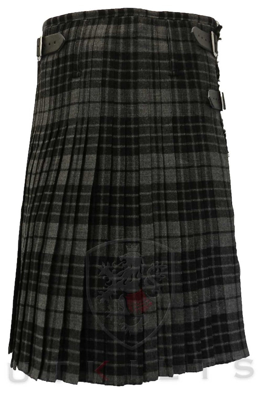 Traditional Kilt – Premium 6–8 Yard Wool, Gray Watch