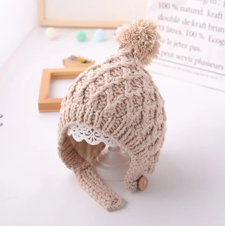 Knitted Pompon Winter Hat
