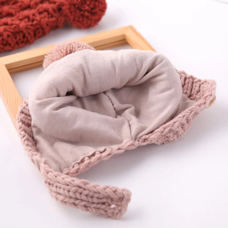 Knitted Pompon Winter Hat