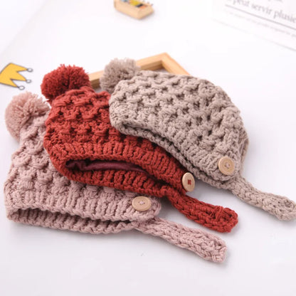 Knitted Pompon Winter Hat