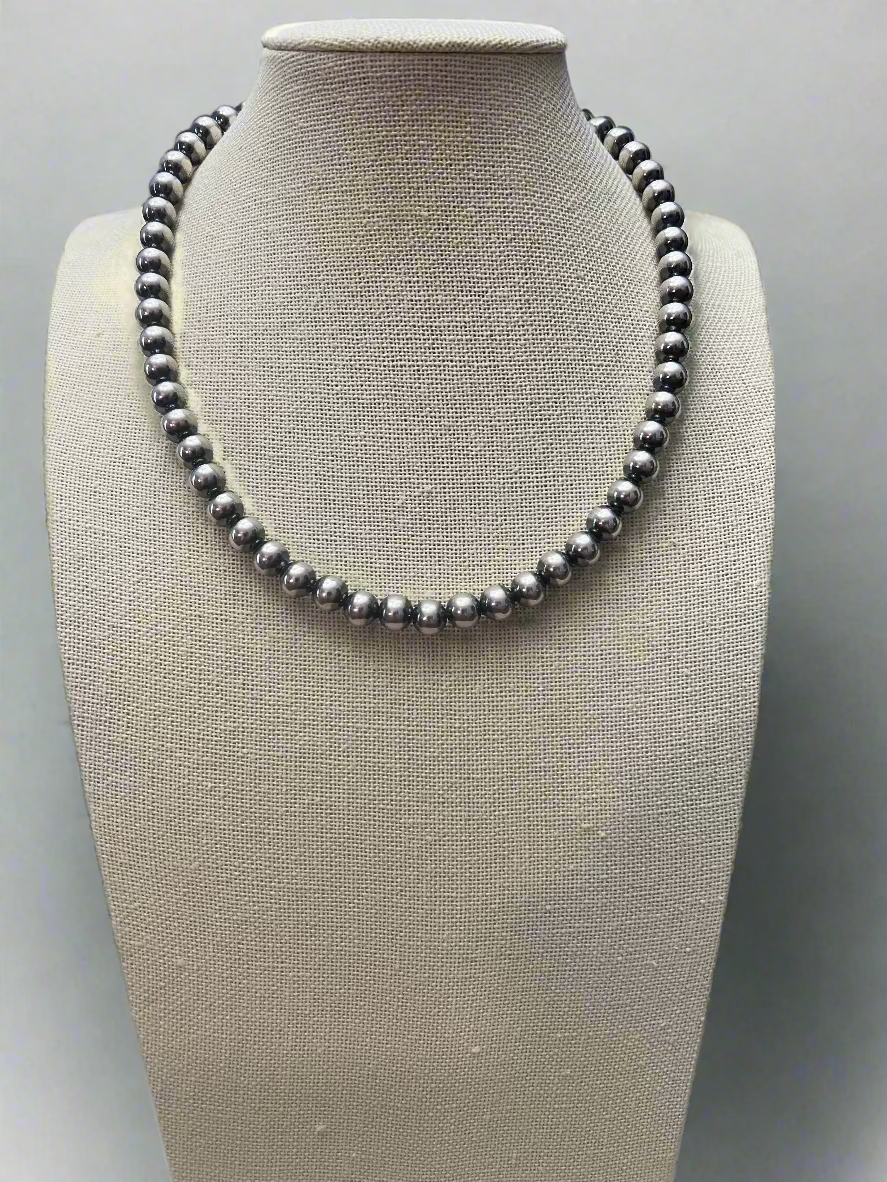 8mm Sterling Pearl Necklace — 18 inch
