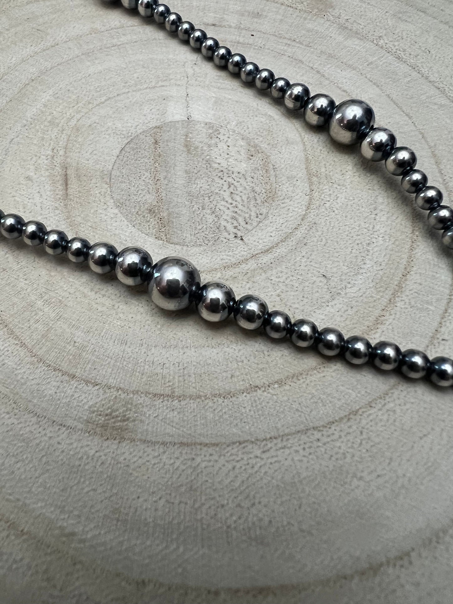 Graduated Sterling Pearl Lariat Necklace — 18 inch (with 4 inch drop, 4-5-6-8mm graduated)