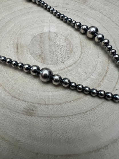 Graduated Sterling Pearl Lariat Necklace — 18 inch (with 4 inch drop, 4-5-6-8mm graduated)