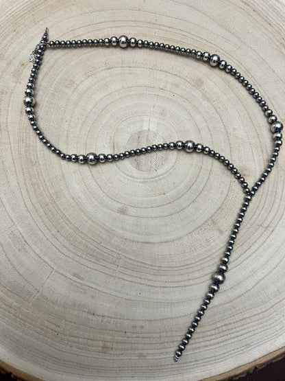 Graduated Sterling Pearl Lariat Necklace — 18 inch (with 4 inch drop, 4-5-6-8mm graduated)