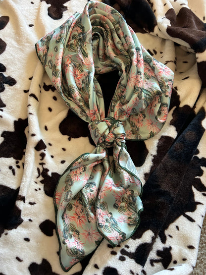 Pretty in Cactus 100% silk wildrag