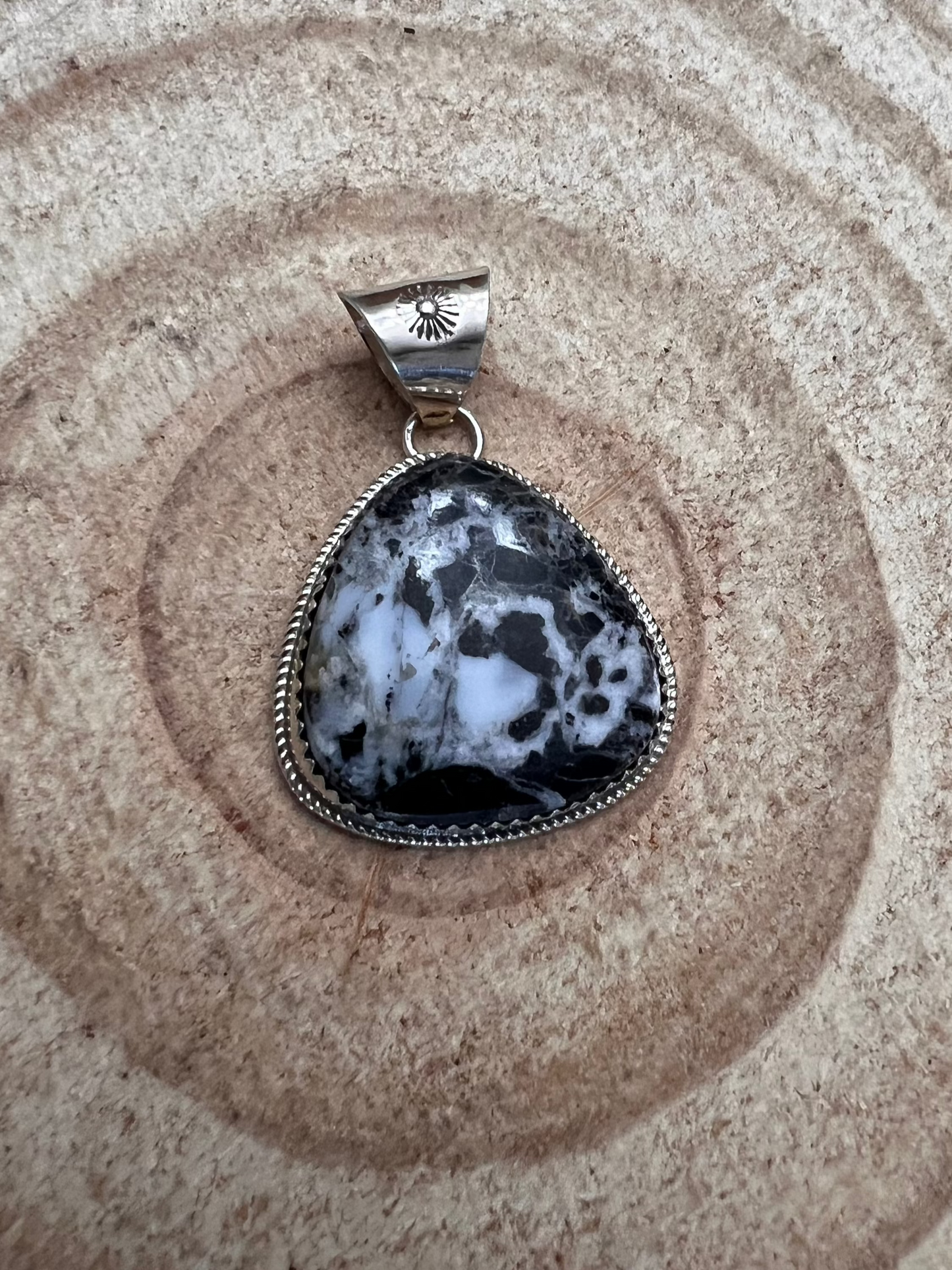 Ernest Hawthorne Navajo White Buffalo Turquoise & Sterling Silver Pendant — Hallmarked