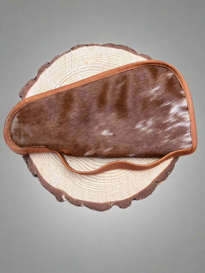 Brown & White Cowhide Gun Case with Handle — Genuine Hair-On Hide