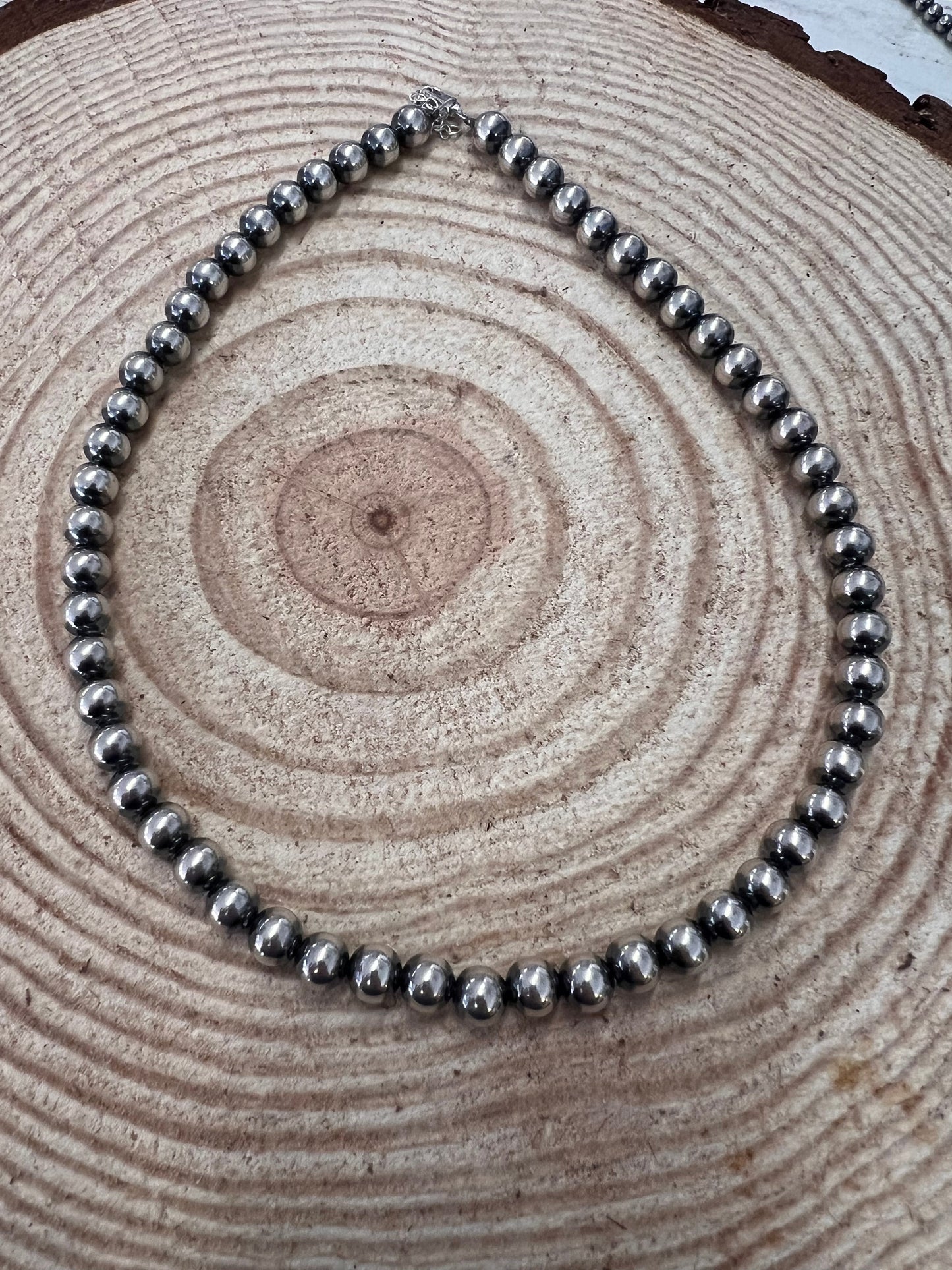8mm Sterling Pearl Necklace — 18 inch