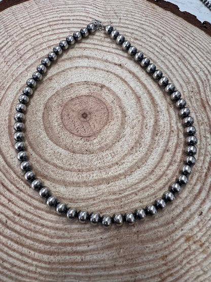 8mm Sterling Pearl Necklace — 18 inch