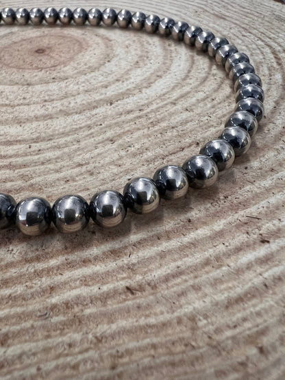 8mm Sterling Pearl Necklace — 18 inch