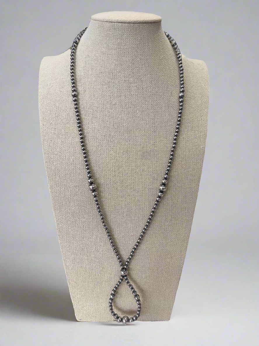 Graduated Sterling Pearl Hoop Necklace — 23 inch (4-5-6-8mm)