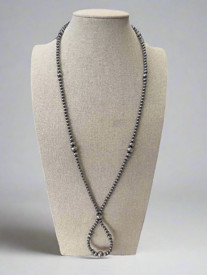 Graduated Sterling Pearl Hoop Necklace — 23 inch (4-5-6-8mm)