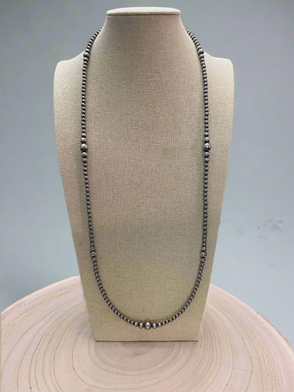 Graduated Sterling Pearl Necklace — 28 inch (Made in USA, 4-5-6-8mm)