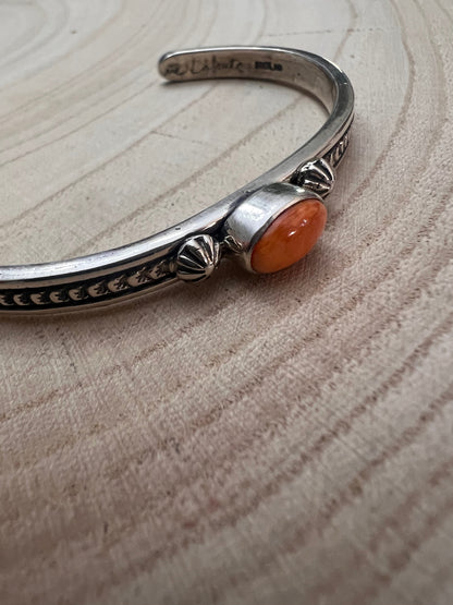 Jerome Delgarito Native American Sterling Silver & Spiny Oyster Bracelet — Delgarito Hallmark