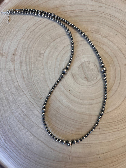 Graduated Sterling Pearl Necklace — 22 inch (4-5-6-8mm)