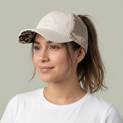 Canyon Flower Women's Washed Mesh-Back Cap With Concealed Ponytail Opening