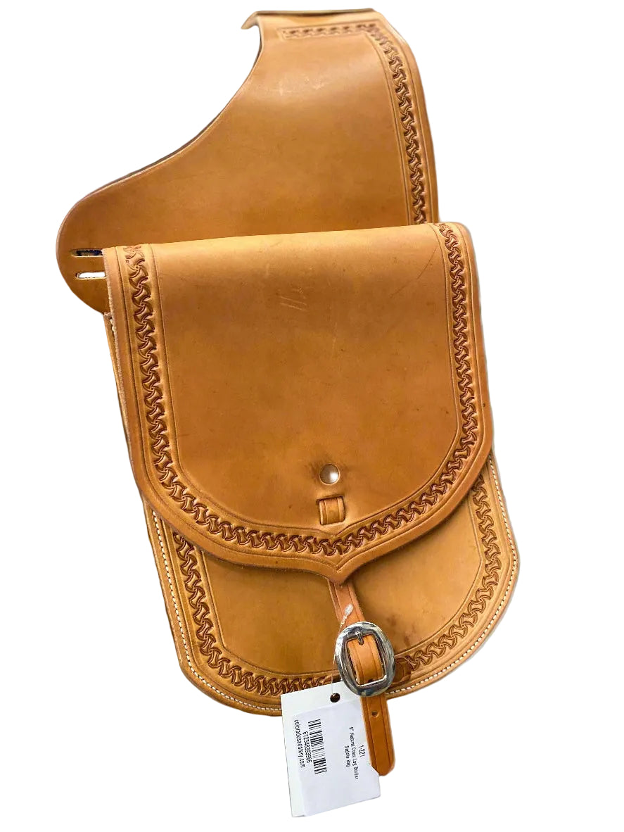 9" Natural Crazy Leg Border Saddle Bag