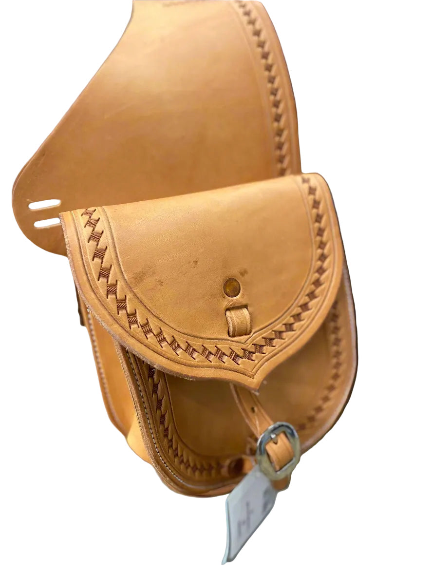 7" Natural Basket Border Saddle Bag